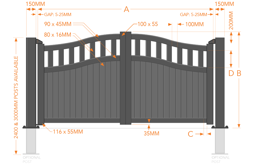 RMG 005DG Aluminium Driveway Gate